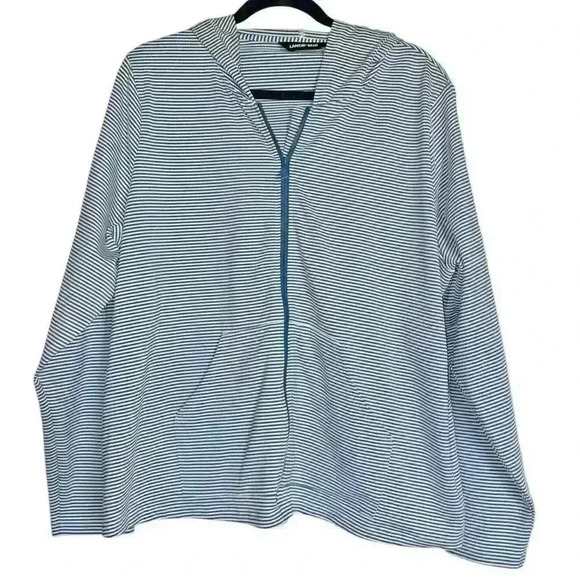 Lands' End Sz 2X Seersucker Striped‎ Jacket Coastal Cruise Beach Fall - Picture 1 of 12